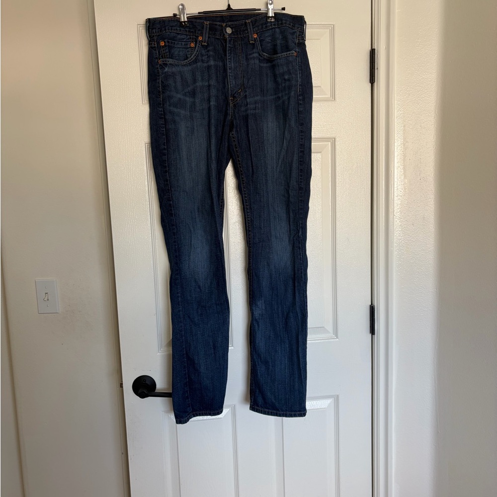 Men's Dark Blue Levi Straight Leg Jeans